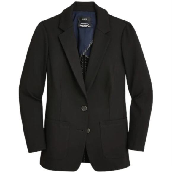 J. Crew Patrick Patch Pocket Italian Fabric Luxe Ponte Blazer Black Size 4 - Picture 3 of 11